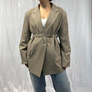 Tan And Cream Oversized April Blazer with belt